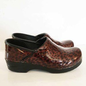 Dansko cheetah patent clogs 41